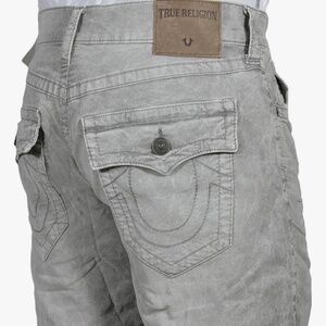 NWT True Religion Men's Ricky Sidewalk Gray Cord Relaxed Straight Short 36